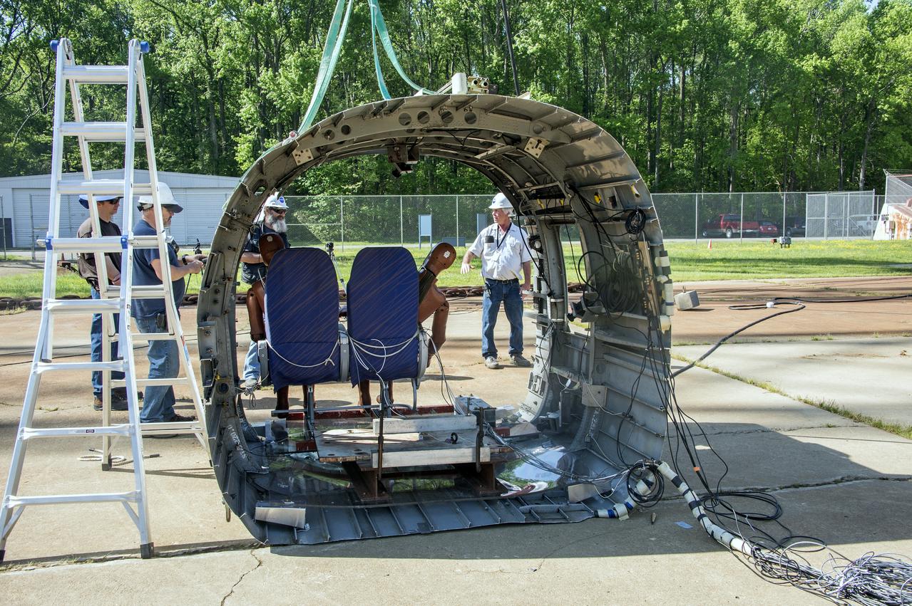 (Tract)2 Transport Rotorcraft Airframe Crash Testbed; Full Frame Drop Test: rotary wing crash worthiness, impact research at NASA Langley Research Center's Landing and Impact Research (LandIR) Facility   Building 1297