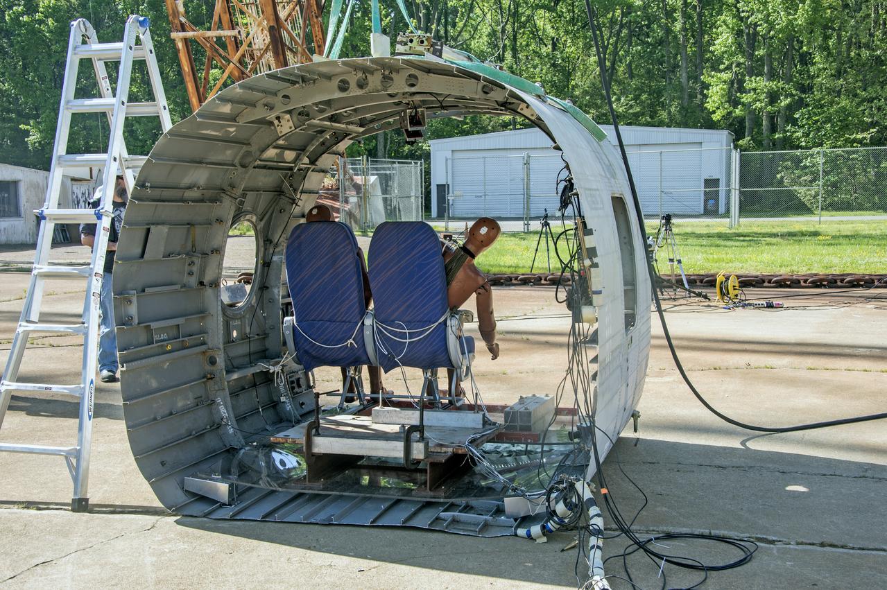 (Tract)2 Transport Rotorcraft Airframe Crash Testbed; Full Frame Drop Test: rotary wing crash worthiness, impact research at NASA Langley Research Center's Landing and Impact Research (LandIR) Facility   Building 1297