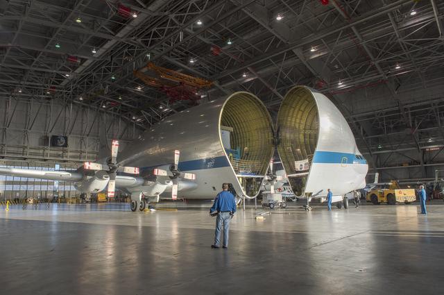 NASA image: Super Guppy arrival and (MBB) Multi-Bay Box Delivery ; Super Gup