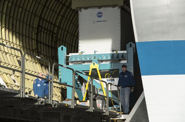 NASA image: Super Guppy arrival and (MBB) Multi-Bay Box Delivery ; Super Gup