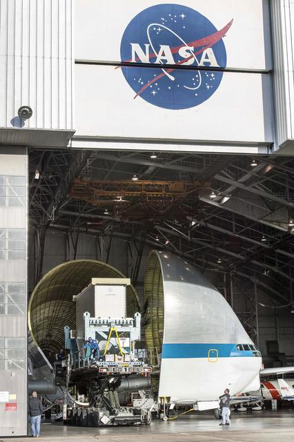 NASA image: Super Guppy arrival and (MBB) Multi-Bay Box Delivery ; Super Gup