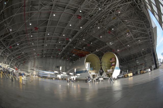 NASA image: Super Guppy arrival and (MBB) Multi-Bay Box Delivery ; Super Gup