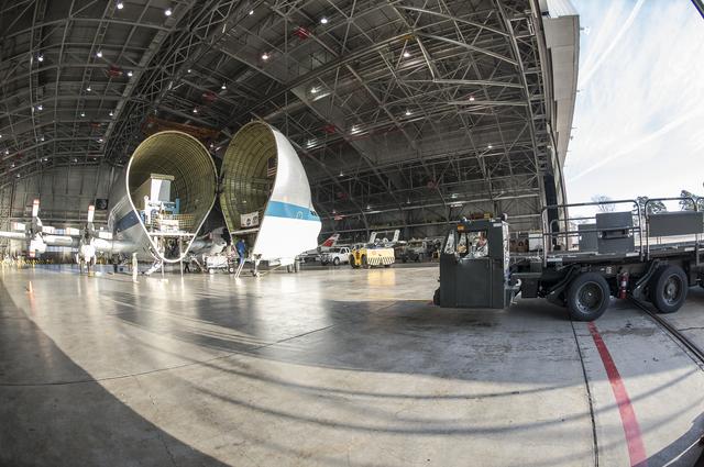 NASA image: Super Guppy arrival and (MBB) Multi-Bay Box Delivery ; Super Gup