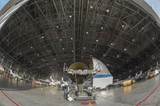NASA image: Super Guppy arrival and (MBB) Multi-Bay Box Delivery ; Super Gup