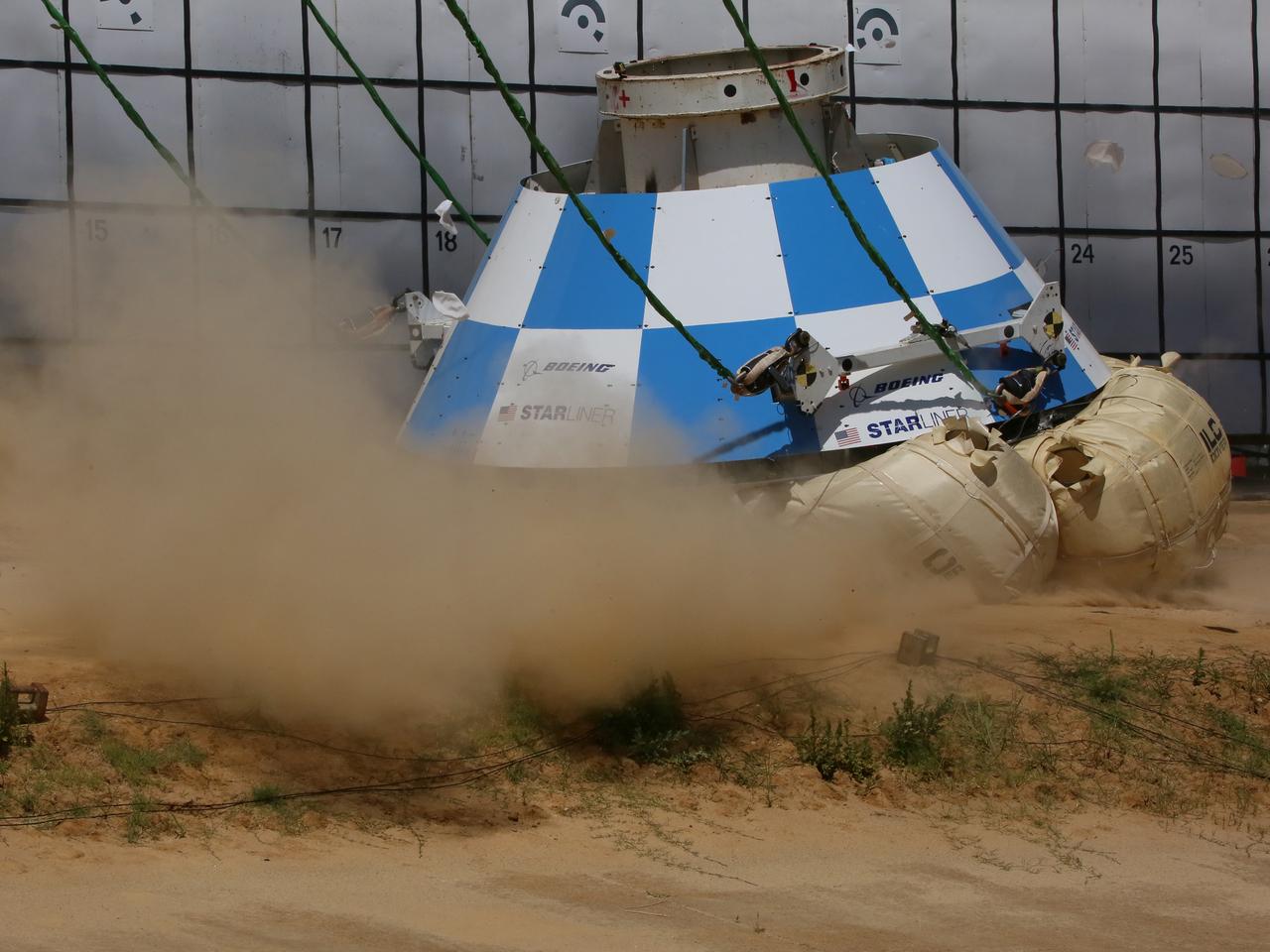 At NASA’s Langley Research Center in Hampton, Virginia, a mock-up of the Boeing CST-100 Starliner spacecraft goes through a series of land landing qualification tests to simulate what the actual spacecraft and crew members may experience while returning to Earth from space. The Starliner is being developed in collaboration with NASA’s Commercial Crew Program. Along with SpaceX’s Crew Dragon, the spacecraft is part of the agency’s effort to return America’s capability to launch astronauts from the agency's Kennedy Space Center in Florida to the International Space Station.