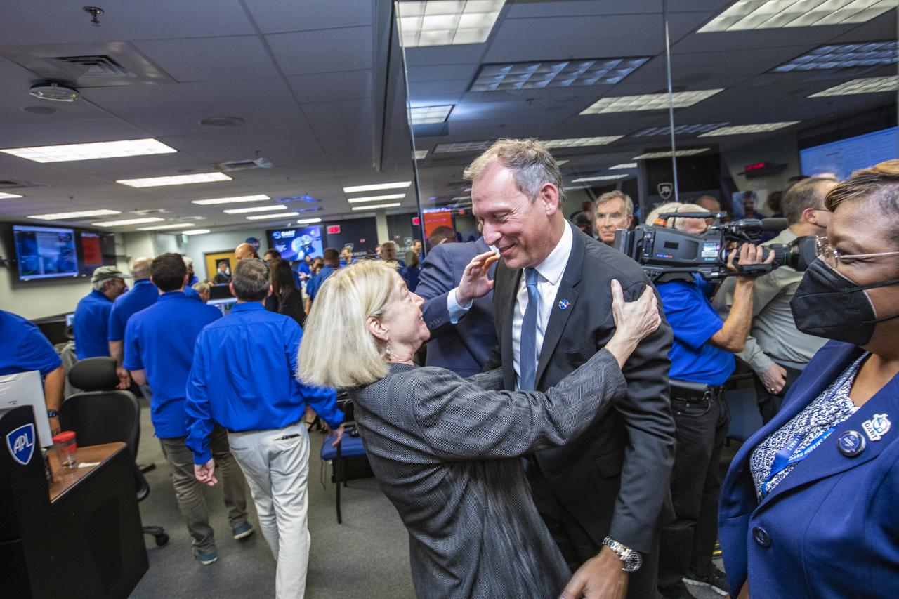 NASA’s Double Asteroid Redirection Test (DART) command team at Johns Hopkins University, Applied Physics Laboratory monitoring the DART spacecraft’s impact into the asteroid Dimorphos. The operation is the first of its kind test to redirect deadly asteroids from hitting Earth.  