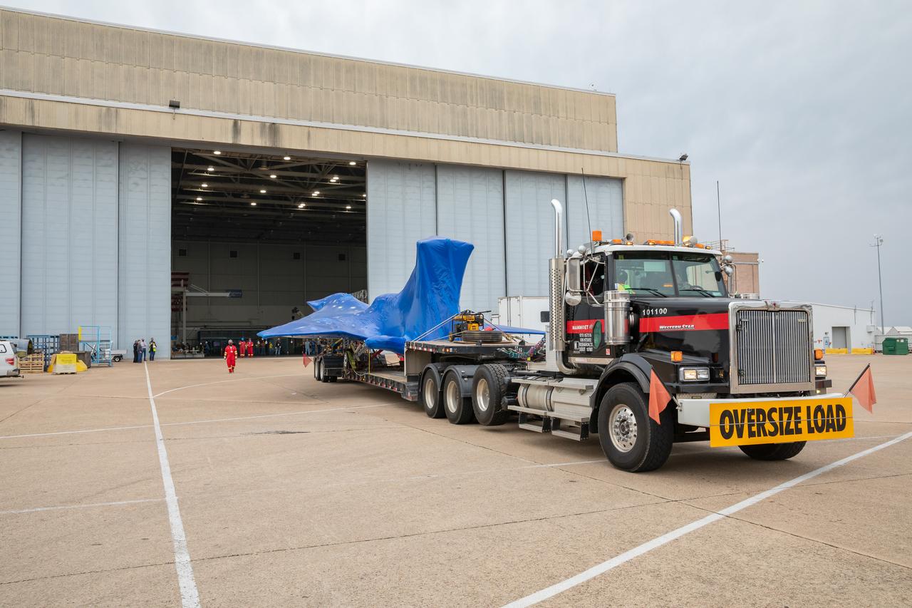 The X-59 arrives in Fort Worth, Texas from Palmdale, California, ready to undergo some important structural and fuel tests at the Lockheed Martin facility. The bright blue wrap around the X-plane is a precautionary measure to keep the exterior of the X-59 safe as it traveled through multiple states on its way to Texas.