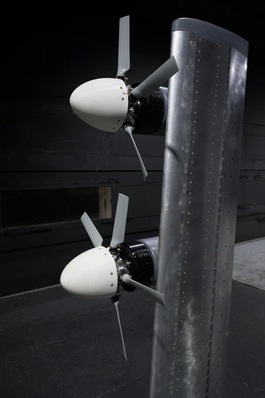 In May and June, NASA researchers tested a 7-foot wing model in the 14-by-22-Foot Subsonic Wind Tunnel at NASA’s Langley Research Center in Hampton, Virginia. The team collected data on critical propeller-wing interactions over the course of several weeks