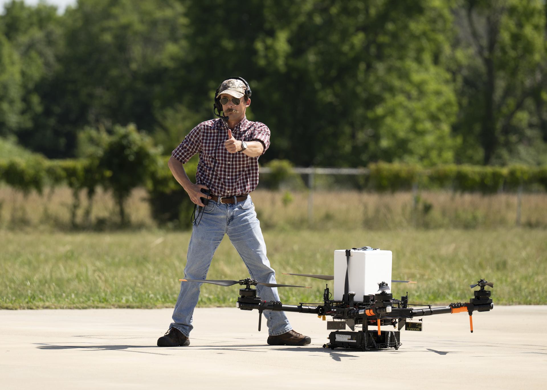 NASA Langley partnered with UNOS, a non-profit organization that manages the U.S. organ transplant system, to conduct the first-of-its-kind organ transport drone test with a human kidney on June 5, 2026 at Langley Research Center in Hampton, Va. Photo Credit NASA/Ryan Hill