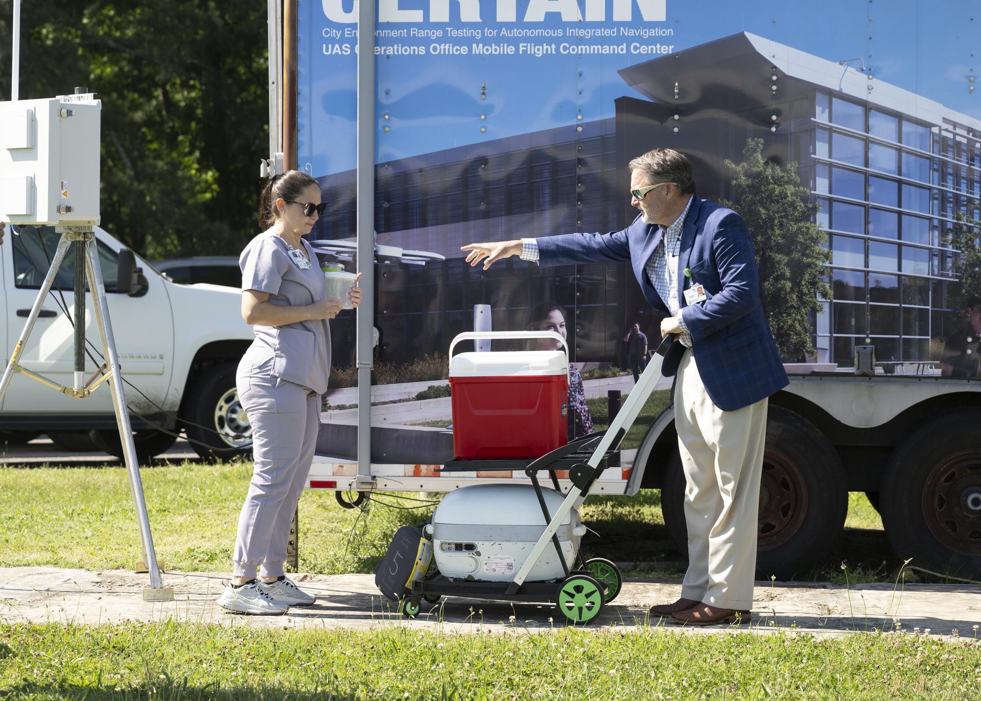 NASA Langley partnered with UNOS, a non-profit organization that manages the U.S. organ transplant system, to conduct the first-of-its-kind organ transport drone test with a human kidney on June 5, 2026 at Langley Research Center in Hampton, Va. Photo Credit NASA/Ryan Hill