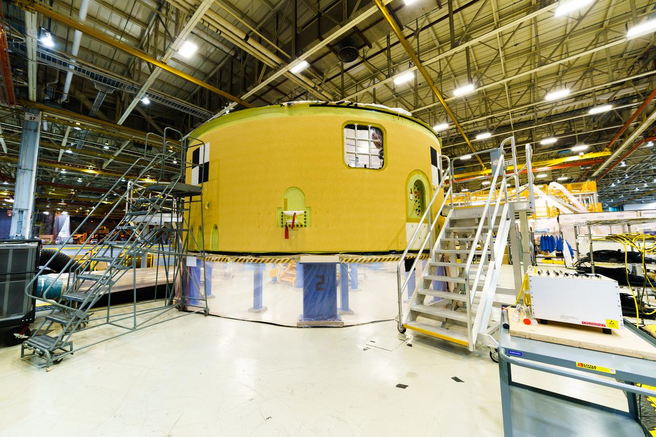 The forward skirt section of NASA's SLS rocket is completed and awaiting stacking for the EM-1 launch.  