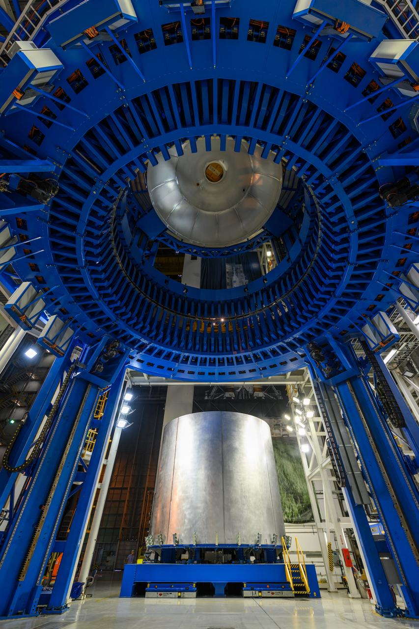 Space Launch System Corestage-2 Liquid Hydrogen(LH2) tank is under construction at NASA's Michoud Assembly Facility. Here you can see 1 of 5 barrels being loaded in the Vertical Assembly Center tool where it will be welded.