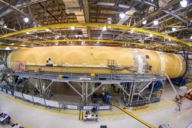 NASA image: Artemis 1 being assembled in Area 47/48