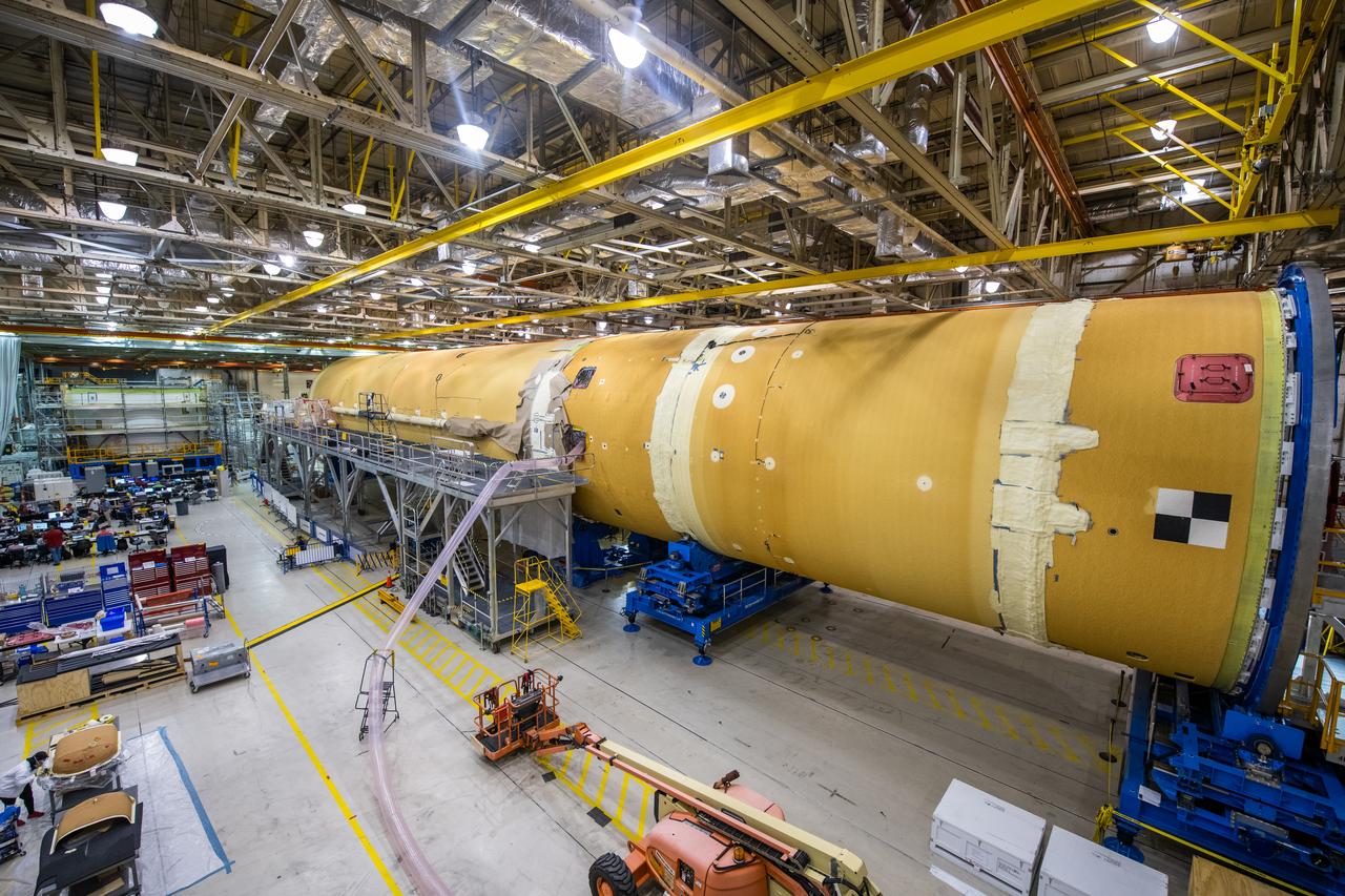 Space Launch System Corestage-1 (Artemis-1) in production at the Michoud Assembly Faclility in New Orleans.
