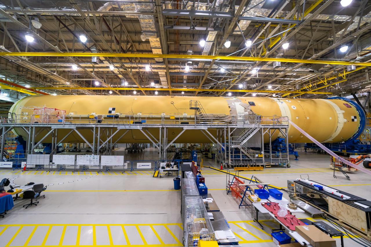 Space Launch System Corestage-1 (Artemis-1) in production at the Michoud Assembly Faclility in New Orleans.