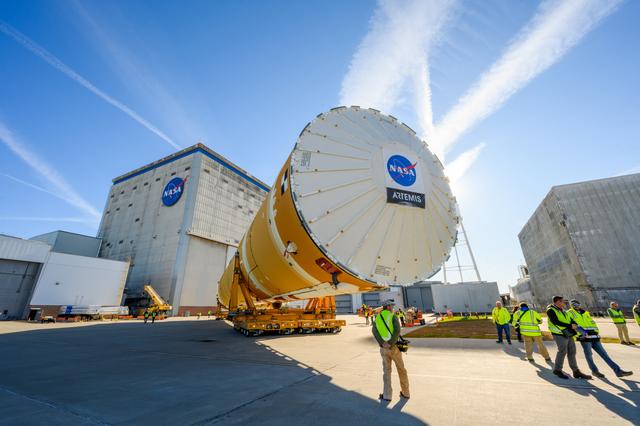 NASA image: NASA Moves First Artemis SLS Rocket Stage from NASA’s Factory to Barge