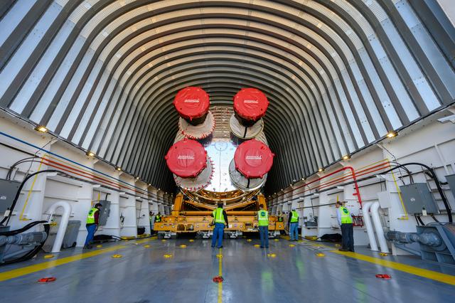NASA image: NASA Moves First Artemis SLS Rocket Stage from NASA’s Factory to Barge