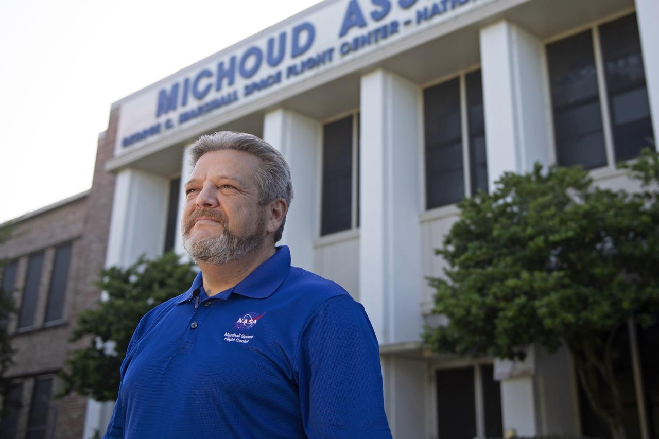 MAF Director Robert Champion stands in front of the Michoud Assembly Facility in New Orleans, Louisiana – America’s Rocket Factory.