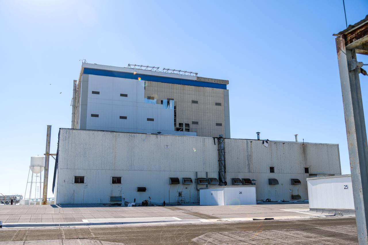 Hurricane Zeta damage to NASA’s Michoud Assembly Facility – East side of Bldg. 110 the Vertical Assembly Building (VAB).