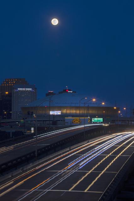 NASA image: Nearly full moon rises over New Orleans
