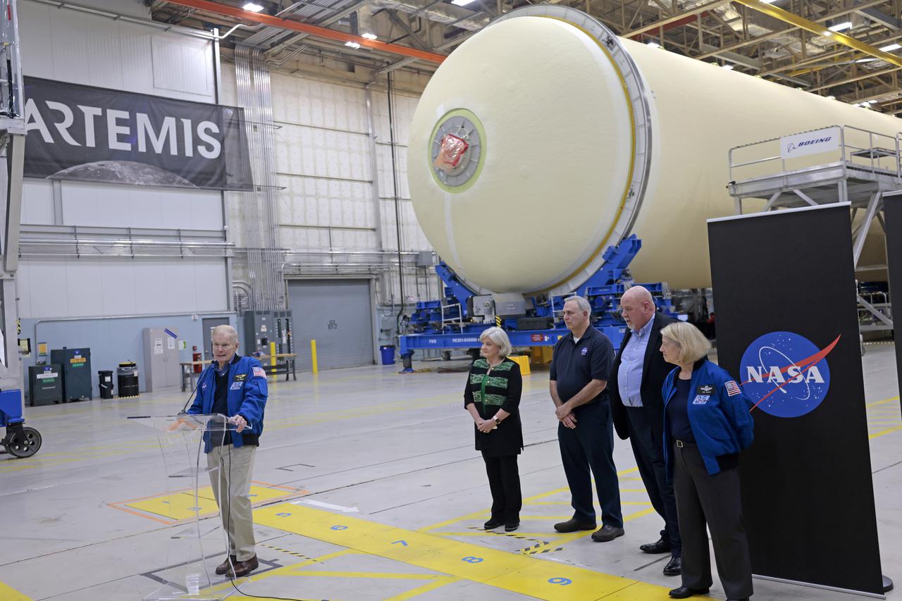 NASA Administrator Bill Nelson and Deputy Administrator Pam Melroy visited the agency’s Michoud Assembly Facility in New Orleans on Dec. 8, 2021 for tours and briefings on Michoud’s role in the Artemis program and other capabilities that enrich many facets of the nation’s space exploration endeavors. Image credit: NASA/Michael DeMocker