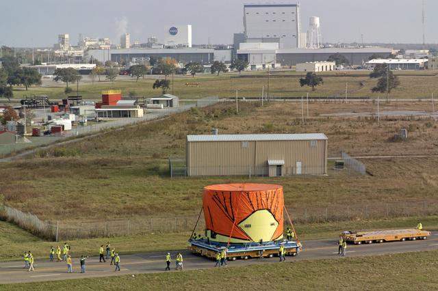 NASA image: NASA teams load SLS Engine Section for Artemis III mission on Pegasus barge