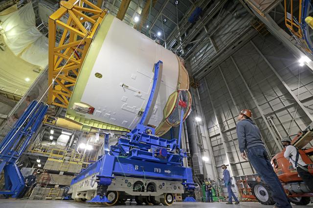 NASA image: NASA Flips Artemis II Engine Section, Prepares for Final Join 