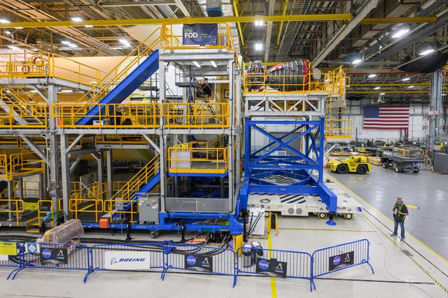 NASA image: Engine Installation Underway for Artemis II Moon Rocket at NASA Michoud  