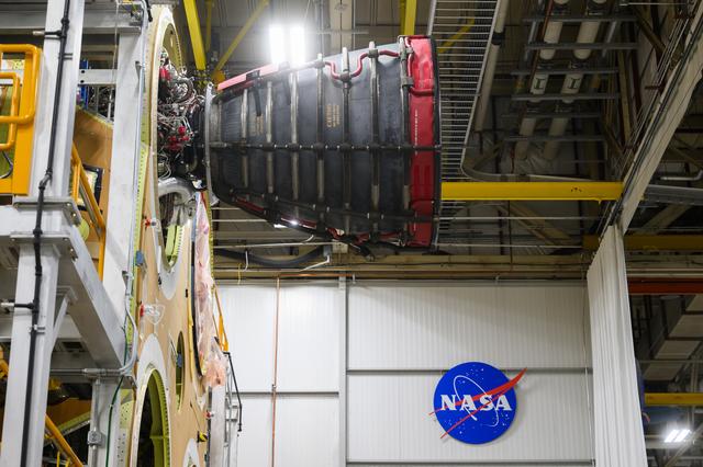 NASA image: Engine Installation Underway for Artemis II Moon Rocket at NASA Michoud  