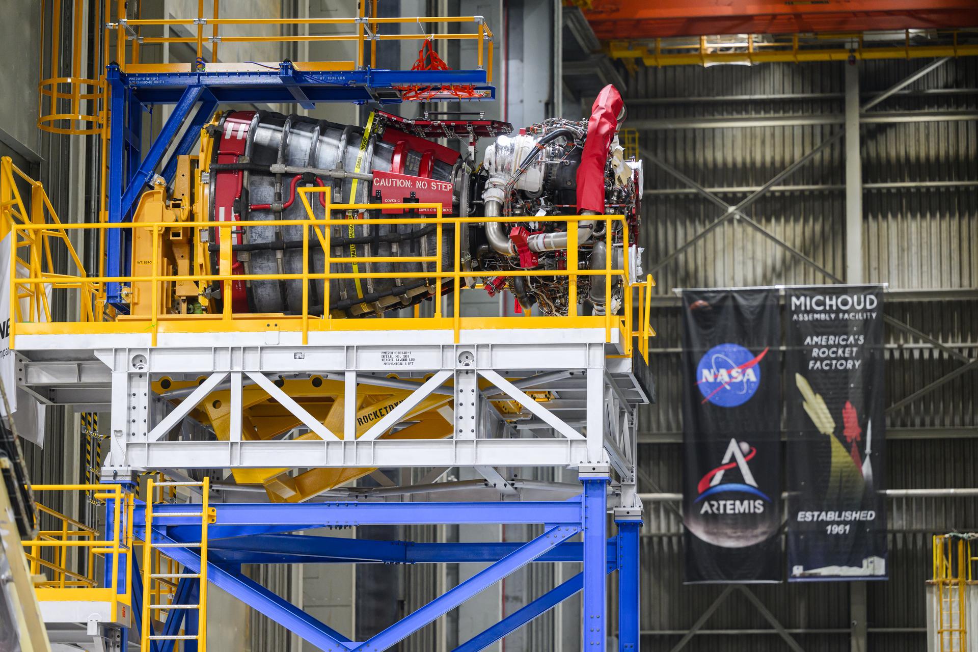 These photos and videos show how technicians at NASA’s Michoud Assembly Facility in New Orleans installed the second of four RS-25 engines onto the core stage for the agency’s SLS (Space Launch System) rocket that will help power NASA’s first crewed Artemis mission to the Moon. Crews added the second engine, with the serial number E2047 in position one, to the stage Sept. 15. The serial number for the engine installed Sept. 11 in position two on the core stage is E2059. Engineers consider the engines to be “soft” mated to the rocket stage. Following soft mate of all four engines, technicians with NASA, Aerojet Rocketdyne, an L3Harris Technologies company and the RS-25 engines lead contractor, along with Boeing, the core stage lead contractor, will fully secure the engines to the stage and integrate the propulsion and electrical systems within the structure. All four RS-25 engines are located at the base of the core stage within the engine section. NASA is working to land the first woman and first person of color on the Moon under Artemis. SLS is part of NASA’s backbone for deep space exploration, along with Orion and the Gateway in orbit around the Moon. SLS is the only rocket that can send Orion, astronauts, and supplies to the Moon in a single mission.