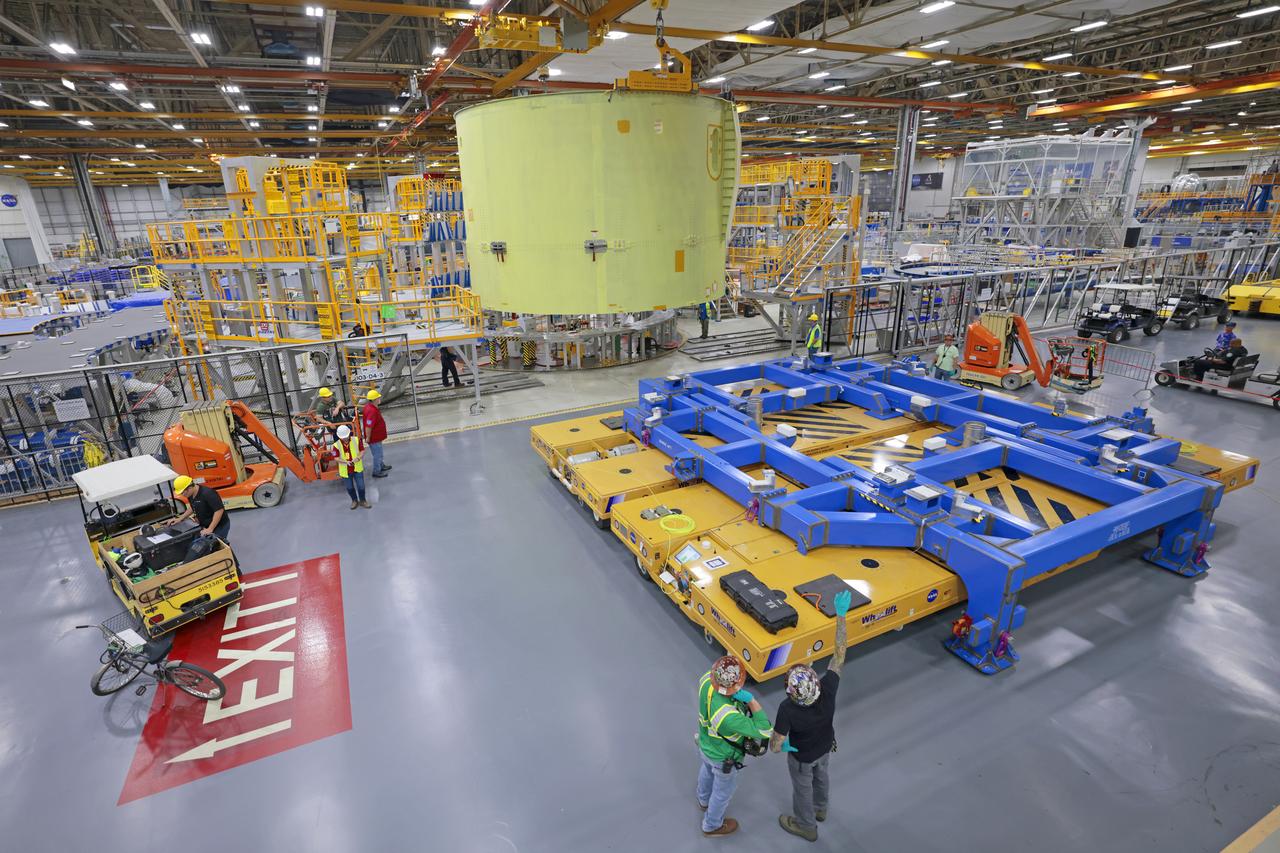 These photos show teams at NASA’s Michoud Assembly Facility in New Orleans preparing, moving, and loading the engine section of a future SLS (Space Launch System) rocket to NASA’s Pegasus barge Aug. 28. The hardware will form the bottom-most section of the SLS core stage that will power NASA’s Artemis IV mission, which will be the first mission to the Gateway space station in lunar orbit under the Artemis campaign. The barge will transport the spaceflight hardware to NASA’s Kennedy Space Center in Florida via the agency’s Pegasus barge. Once in Florida, the engine section will undergo final outfitting inside Kennedy’s Space Station Processing Facility.  Image credit: NASA/Michael DeMocker