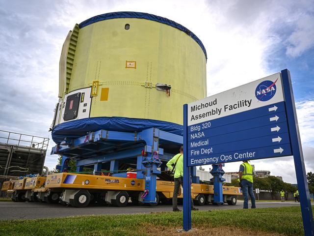 NASA image: NASA, Boeing Move Artemis IV Rocket Hardware to Barge