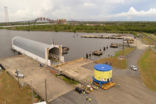 NASA image: NASA, Boeing Move Artemis IV Rocket Hardware to Barge