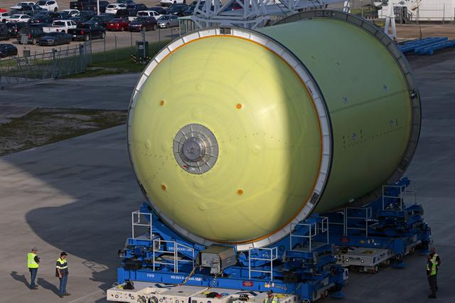 NASA image: Artemis III Liquid Oxygen Tank Moves to Thermal Protection System Application Cell 