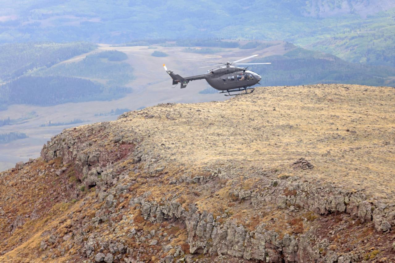 These photos and videos show how NASA certified a new lander flight training course using helicopters in the mountains of northern Colorado. NASA is partnering with the Colorado Army National Guard at its High-Altitude Army National Guard Aviation Training Site near Gypsum, Colorado, to develop the foundational flight training course that will help astronauts practice flight and landing procedures for the Moon. The certification marks an important milestone in crew training for Artemis missions to the Moon, when astronauts will use a commercial human landing system to land on the lunar surface. During the two-week certification run in late August 2025, NASA astronauts Matthew Dominick and Mark Vande Hei participated in flight and landing training to help certify the course. The pair, along with trained instructor pilots with the Army National Guard, took turns flying a helicopter and navigating to landing zones. Artemis flight crew trainers, mission control leads, and lunar lander operational experts from NASA Johnson joined them on each helicopter flight to assess the instruction, training environment, and technical applications for crewed lunar missions. For more information, contact NASA Marshall’s Office of Communications at 256-544