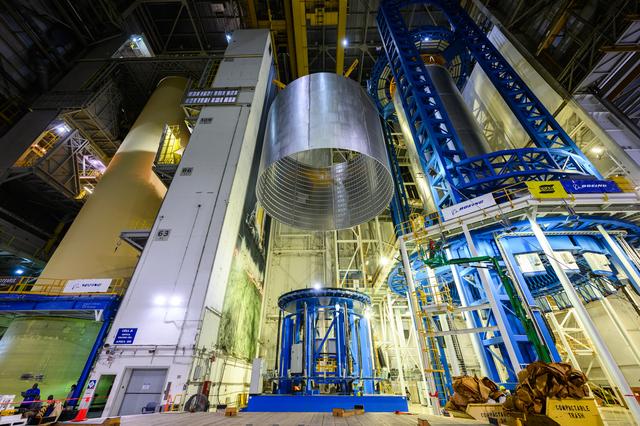 NASA image: Artemis IV Liquid Hydrogen Tank Barrel Moves into Vertical Assembly Center