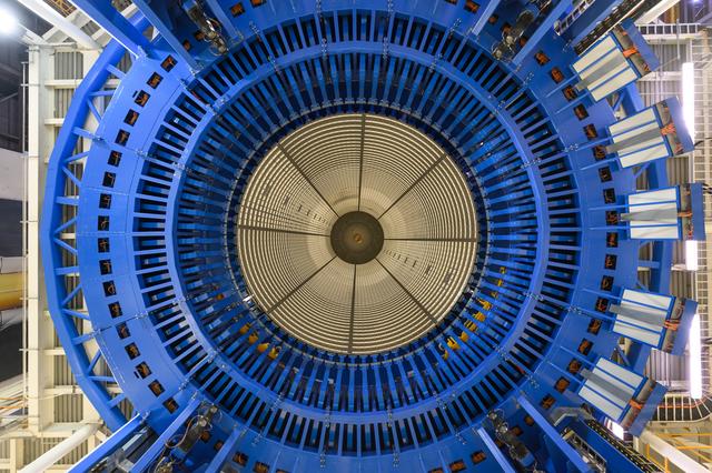 NASA image: Core Stage Four Liquid Hydrogen Tank Aft Dome Lifts into Vertical Assembly Center  