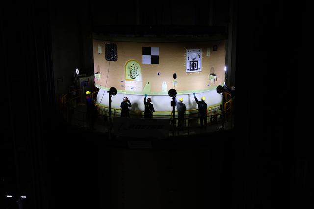 NASA image: Artemis III Forward Skirt Lifted for Forward Join Mating 