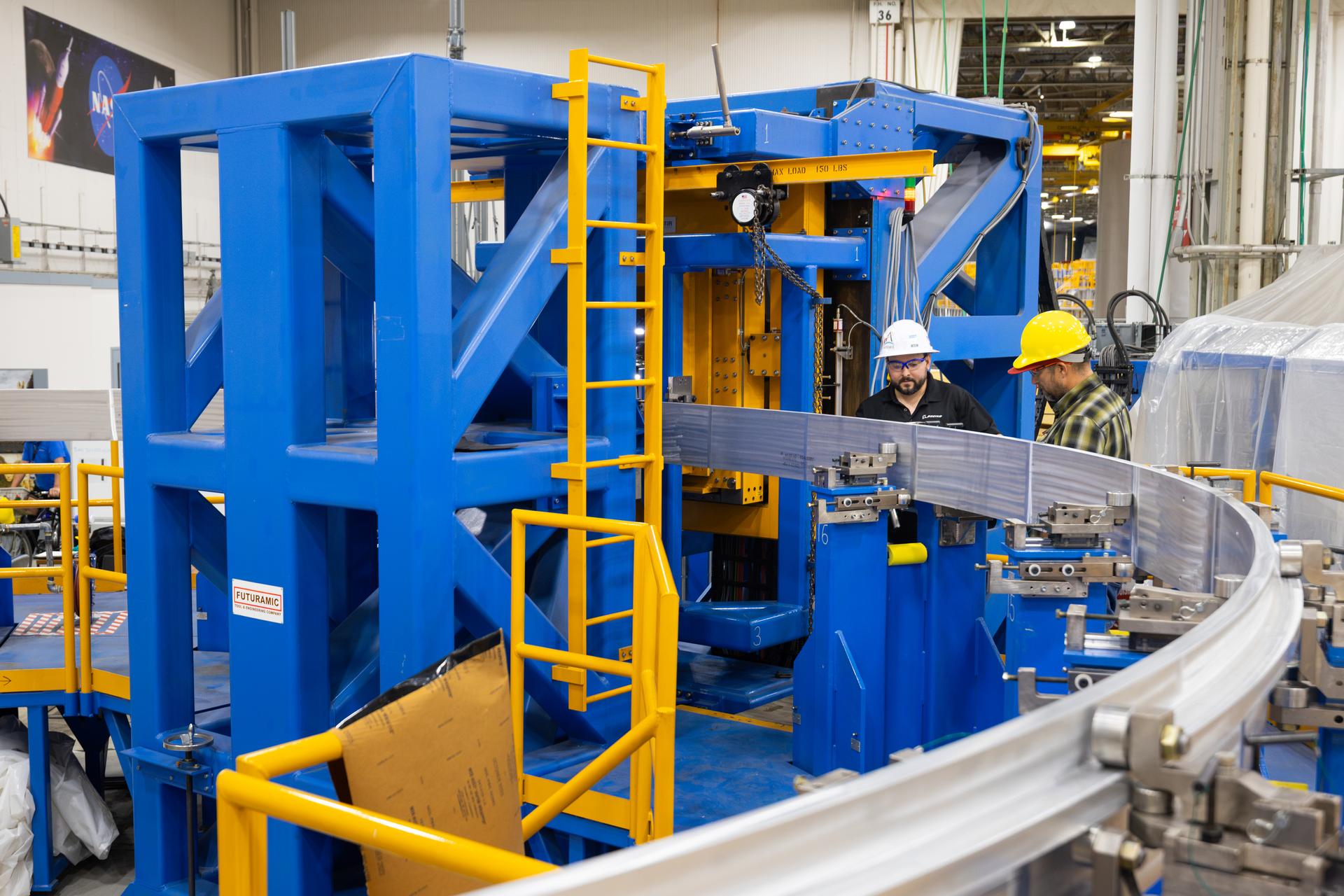Teams at NASA’s Michoud Assembly Facility in New Orleans continue to make progress manufacturing core stages for the SLS (Space Launch System) rocket. In August, teams with NASA and Boeing, SLS core stage prime contractor, completed the first ring for the sixth SLS core stage. The core stage rings are welded together through a friction-stir welding process. A completed ring is 27.6 feet in diameter and serves as a connection point to join the large core stage structures together. The rings also provide structural stability to the bottoms of the domes.    The 212-foot-tall SLS rocket core stage is made up of 10 major barrel sections, four dome sections, and seven rings. The components come together to form the five major sections of the core stage – the engine section, liquid hydrogen tank, intertank, liquid oxygen tank, and forward skirt. 