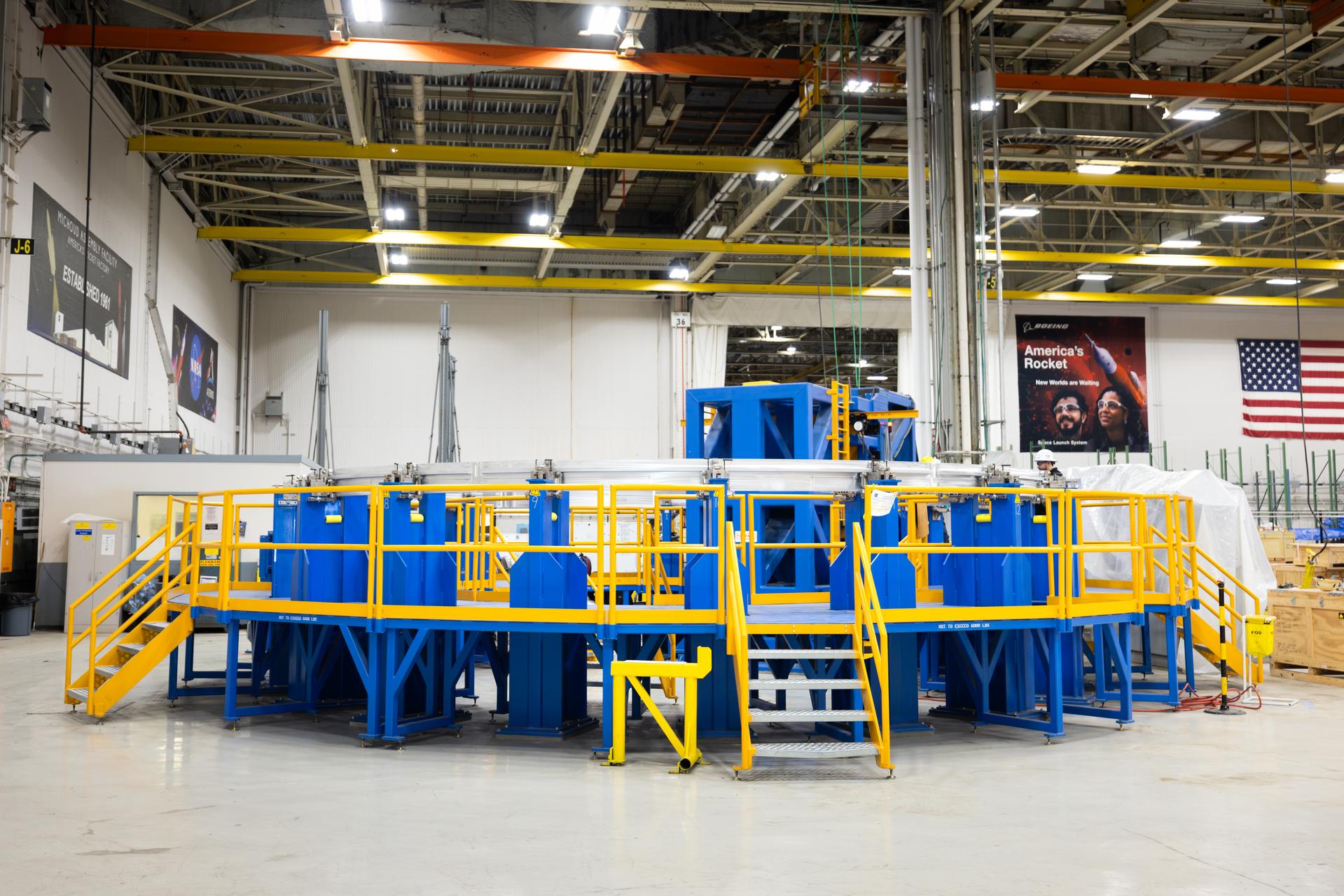 Teams at NASA’s Michoud Assembly Facility in New Orleans continue to make progress manufacturing core stages for the SLS (Space Launch System) rocket. In August, teams with NASA and Boeing, SLS core stage prime contractor, completed the first ring for the sixth SLS core stage. The core stage rings are welded together through a friction-stir welding process. A completed ring is 27.6 feet in diameter and serves as a connection point to join the large core stage structures together. The rings also provide structural stability to the bottoms of the domes.    The 212-foot-tall SLS rocket core stage is made up of 10 major barrel sections, four dome sections, and seven rings. The components come together to form the five major sections of the core stage – the engine section, liquid hydrogen tank, intertank, liquid oxygen tank, and forward skirt. 