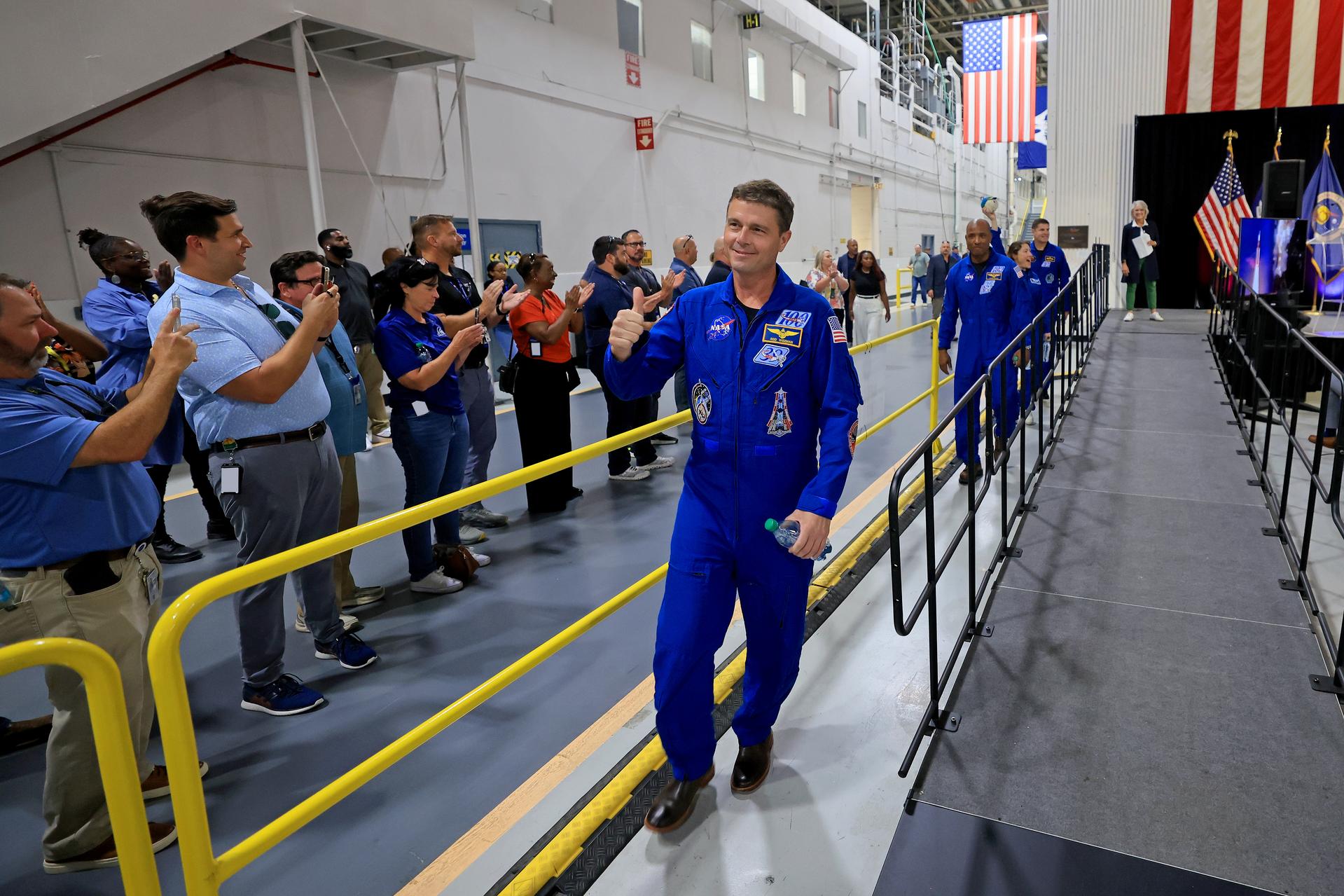 The crew of NASA's Artemis II mission visited NASA’s Michoud Assembly Facility on Sept. 3, 2026, marking their first return to the New Orleans factory since their historic test flight in April. The astronauts met with the workforce to share their gratitude for the facility's structural and manufacturing contributions to the mission's success. During an employee all-hands event, the crew reflected on their journey around the Moon, thanked Michoud team members for their contributions to the mission, and answered questions from the workforce. Artemis II was the first crewed mission of NASA’s Artemis campaign. Wiseman, Glover, Koch, and Hansen completed the approximately 10-day mission around the Moon in April 2026. Image credit: NASA/Michael DeMocker