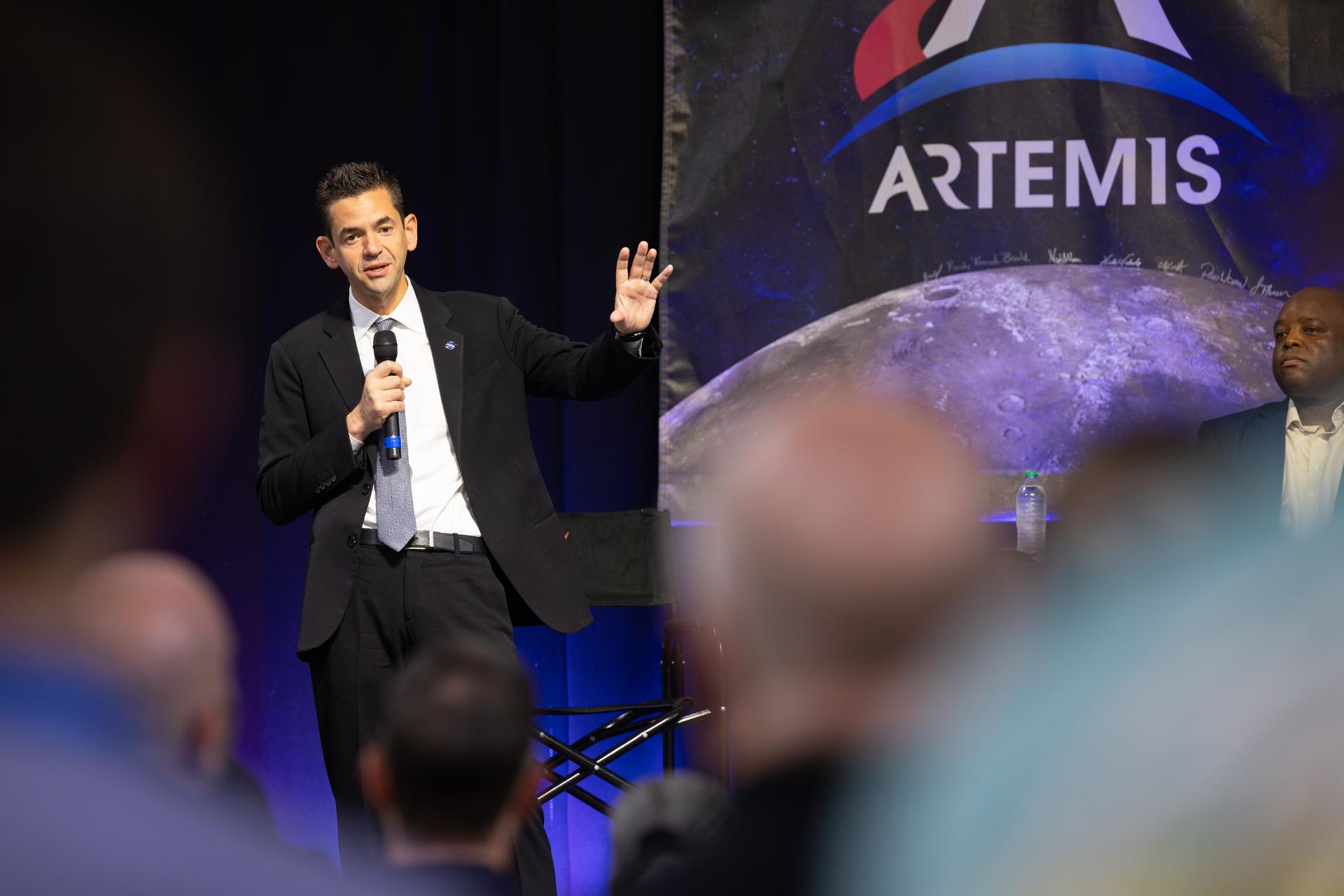 NASA Administrator Jared Isaacman speaks to the Michoud workforce during an employee town hall and Q&A session on Thursday, Sept. 17, 2026. Isaacman, NASA’s 15th administrator, stopped at Michoud during his multi-center tour to meet with employees, contractors, and partners.