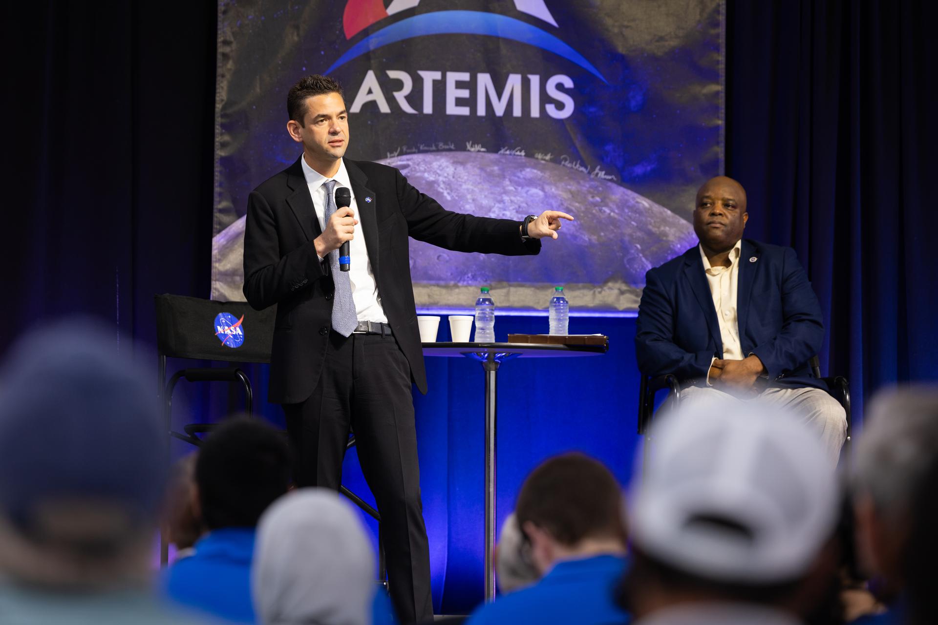NASA Administrator Jared Isaacman speaks to the Michoud workforce during an employee town hall and Q&A session on Thursday, Sept. 17, 2026. Isaacman, NASA’s 15th administrator, stopped at Michoud during his multi-center tour to meet with employees, contractors, and partners.