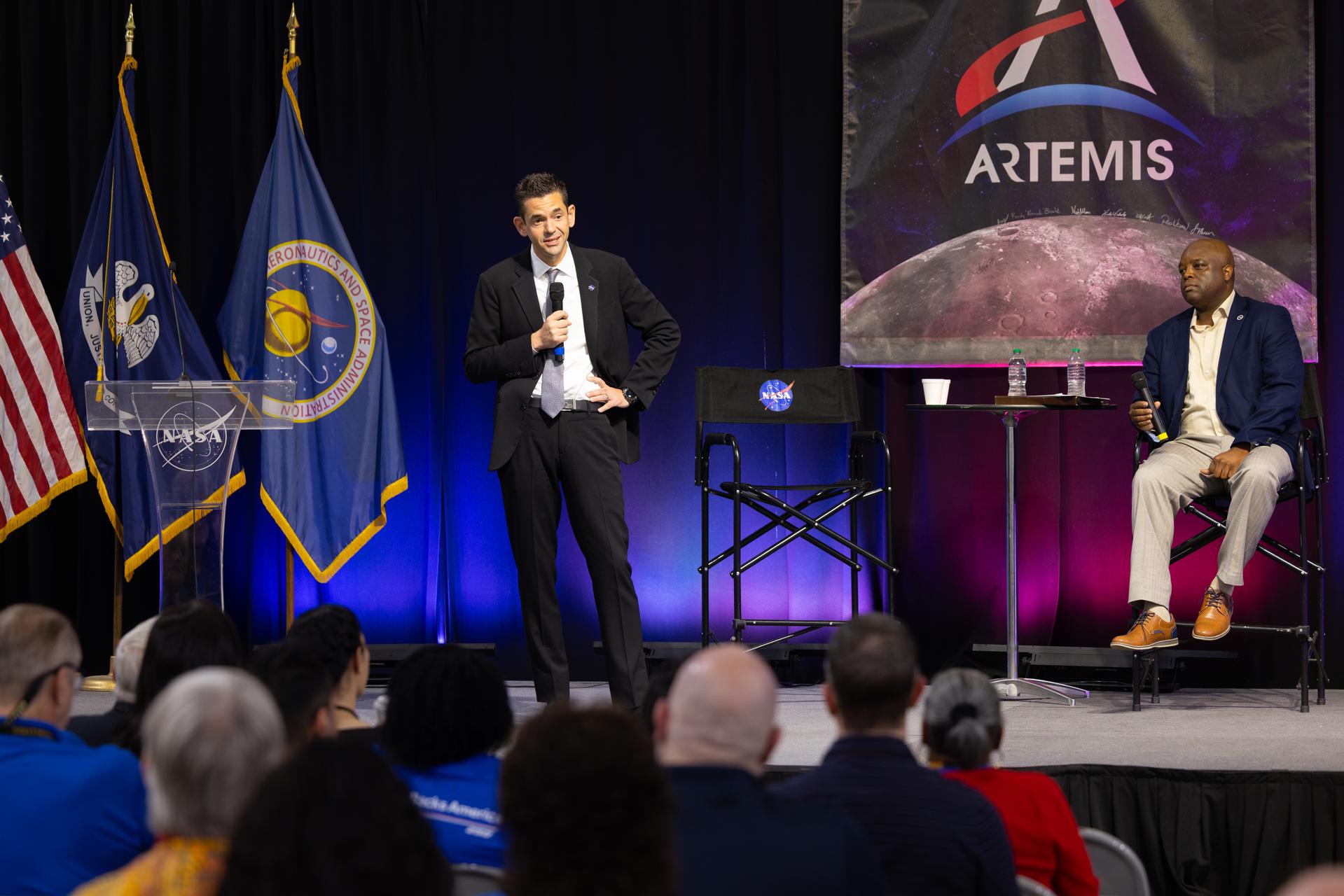 NASA Administrator Jared Isaacman speaks to the Michoud workforce during an employee town hall and Q&A session on Thursday, Sept. 17, 2026. Isaacman, NASA’s 15th administrator, stopped at Michoud during his multi-center tour to meet with employees, contractors, and partners.