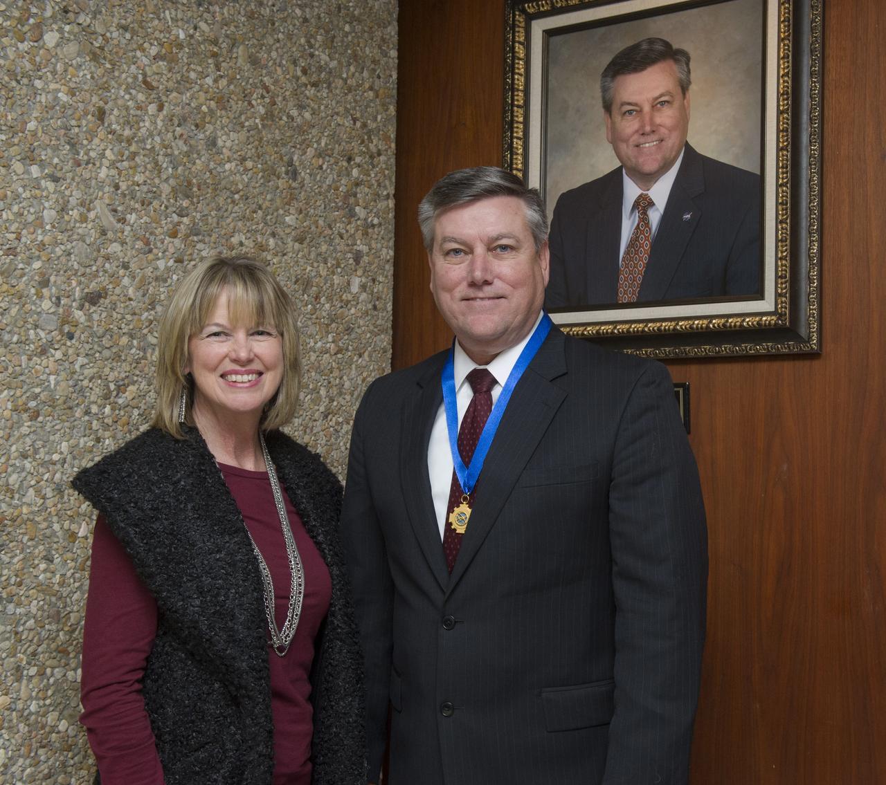 Patrick Scheuermann with former MSFC Deputy Director Teresa Vanhooser