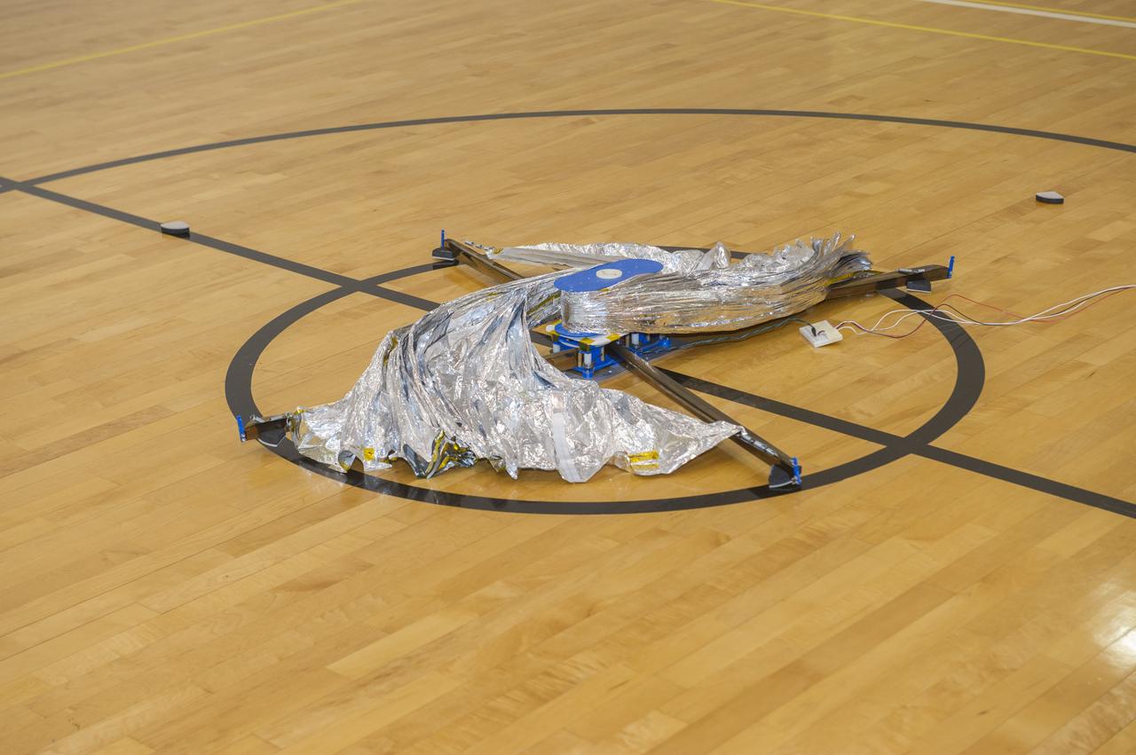 TIFFANY LOCKETT OVERSEES THE HALF SCALE (36 SQUARE METERS) ENGINEERING DEVELOPMENT UNIT (EDU) SOLAR SAIL DEPLOYMENT DEMONSTRATION IN PREPARATION FOR FULL SCALE EDU (86 SQUARE METERS) DEPLOYMENT IN APRIL, 2016