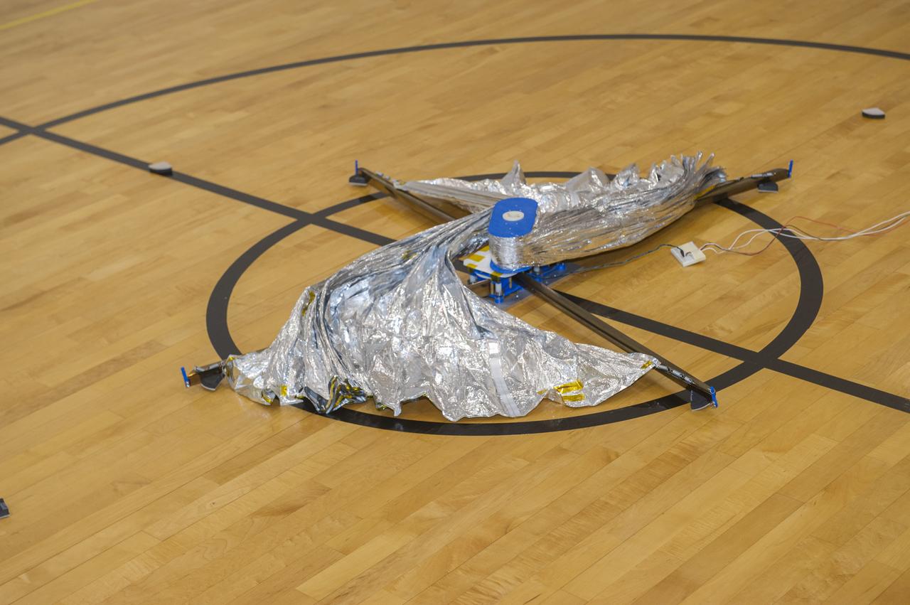 TIFFANY LOCKETT OVERSEES THE HALF SCALE (36 SQUARE METERS) ENGINEERING DEVELOPMENT UNIT (EDU) SOLAR SAIL DEPLOYMENT DEMONSTRATION IN PREPARATION FOR FULL SCALE EDU (86 SQUARE METERS) DEPLOYMENT IN APRIL, 2016