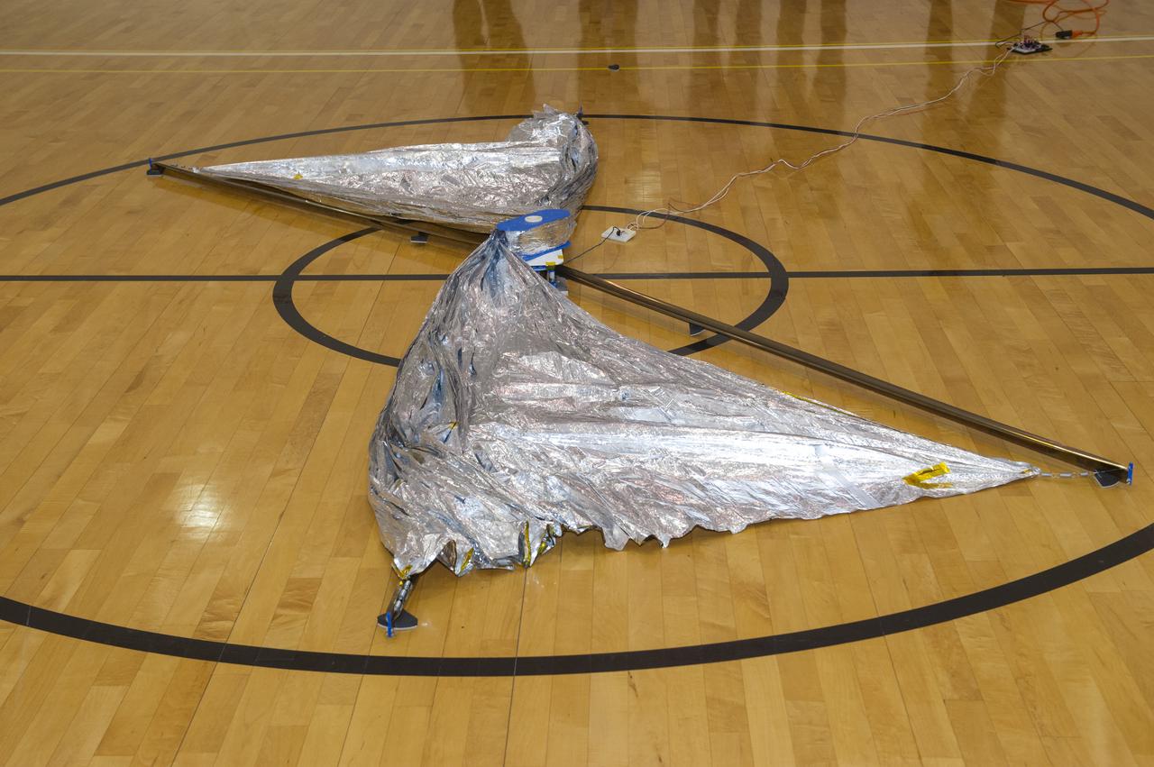 TIFFANY LOCKETT OVERSEES THE HALF SCALE (36 SQUARE METERS) ENGINEERING DEVELOPMENT UNIT (EDU) SOLAR SAIL DEPLOYMENT DEMONSTRATION IN PREPARATION FOR FULL SCALE EDU (86 SQUARE METERS) DEPLOYMENT IN APRIL, 2016