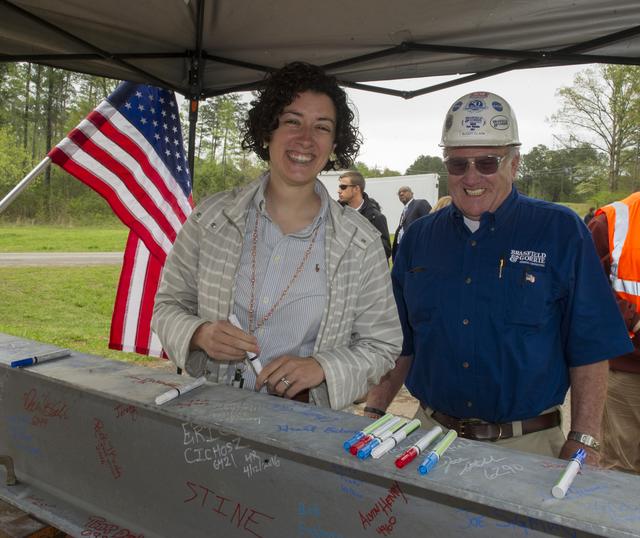 NASA image: JENNIFER PRUITT AND BUDDY CLARK AT 4693 TOPPING OUT