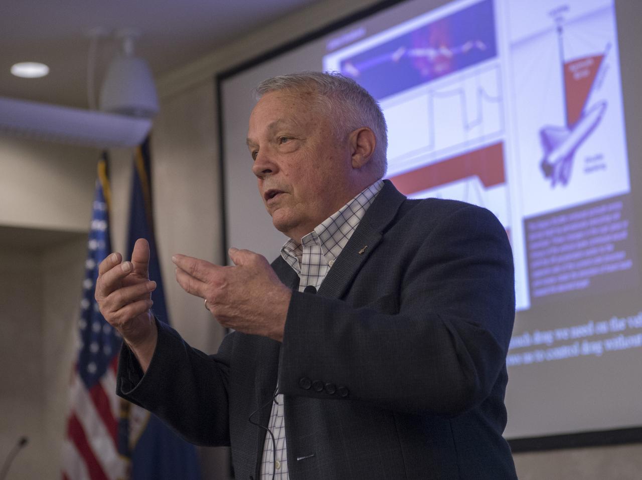 RETIRED ASTRONAUT AND BRIGADIER GENERAL ROBERT STEWART SPEAKS ABOUT SPACE SHUTTLE DESIGN DURING SHARED EXPERIENCES FORUM, 4/28/2016